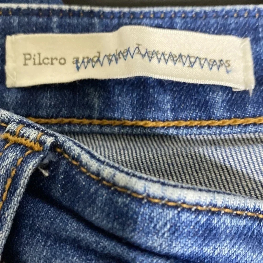 Anthro Pilcro and the Letterpress High Waisted Distressed Slim Straight Jeans 30